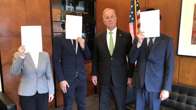 American Ambassador Arthur B. Culvahouse meets pro-democracy students from Hong Kong in Melbourne. Picture: U.S. Embassy in Australia