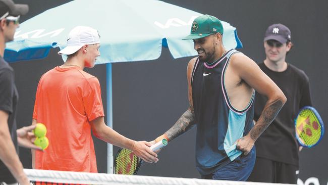 Cruz Hewitt and Nick Kyrgios. Photo: Mark Stewart.