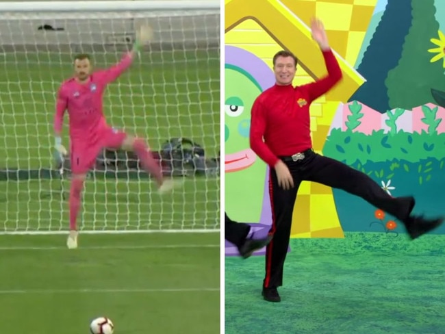 An iconic Wiggles dance has proven once again to be the secret weapon of Andrew Redmayne, whose iconic jig has helped secure the Socceroos’ place at the World Cup finals.