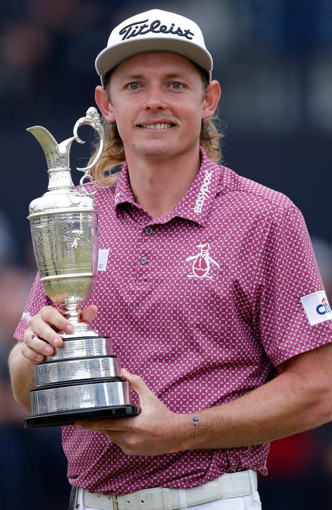 Australia's Cameron Smith celebrates with the Claret Jug after winning the British Open. Picture: Richard Sellers/Getty