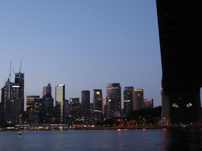 The changing city of Sydney skyline now with the new Crown building at Barangaroo,seen from Kirribilli.picture John Grainger