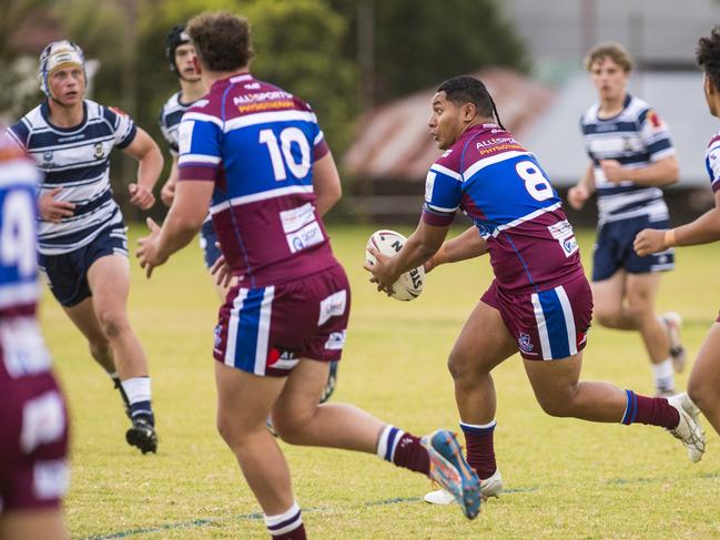 Tahrell Feaveai of Wavell SHS against St Marys College in Langer Cup Queensland Schoolboys rugby league at St Marys College oval, Wednesday, June 2, 2021. Picture: Kevin Farmer