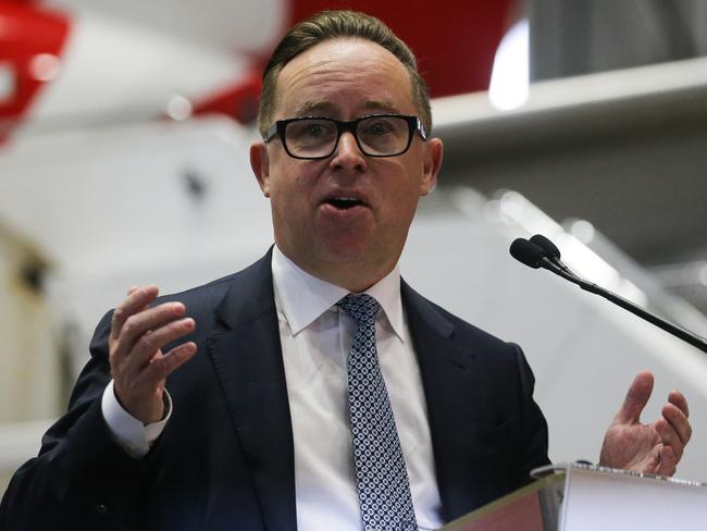 SYDNEY, AUSTRALIA  - AUGUST 14 2023: Qantas CEO Alan Joyce, gives a speech at the launch of the Qantas 'Yes' Campaign in Sydney. Picture: NCA Newswire / Gaye Gerard