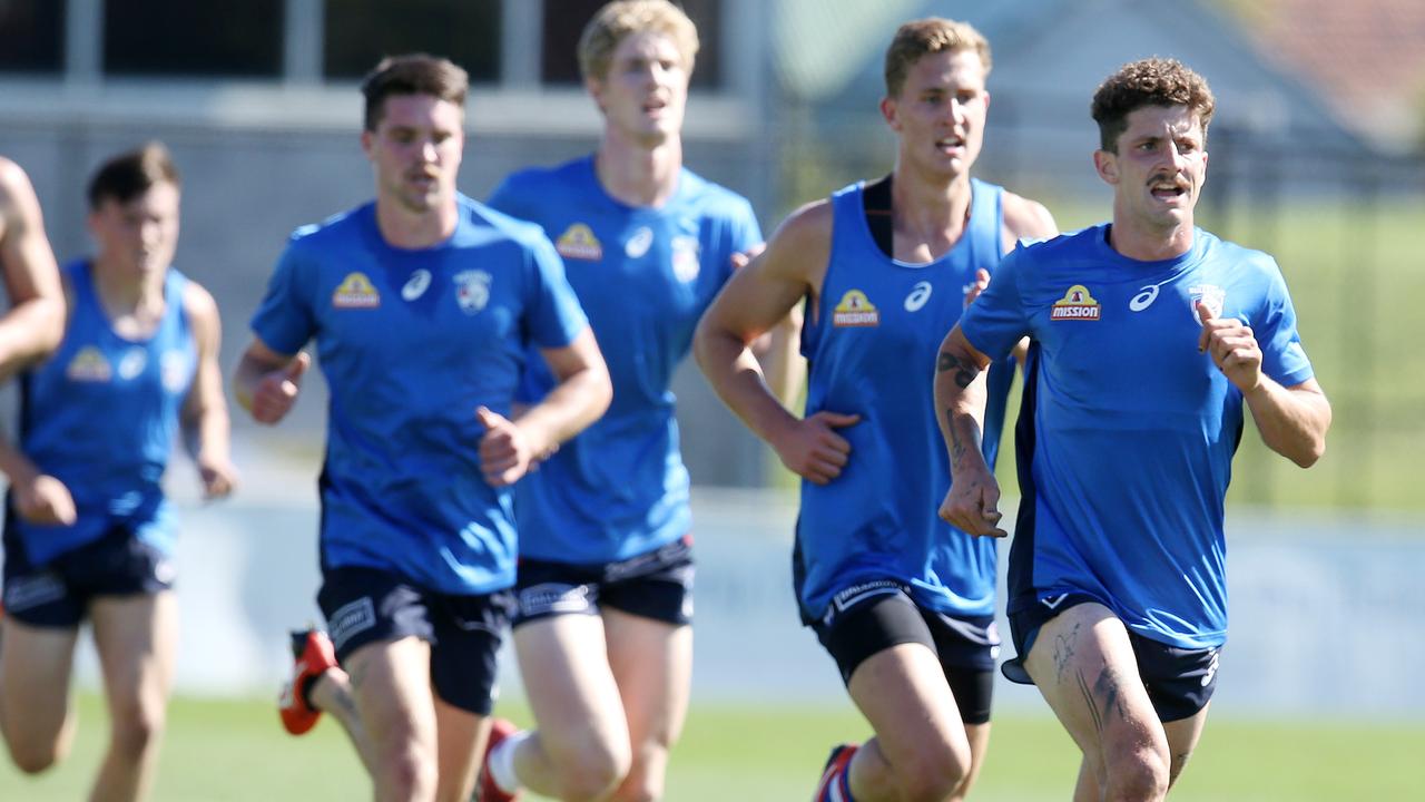 Tom Liberatore during a training session at Whitten Oval this month. Pic: Michael Klein