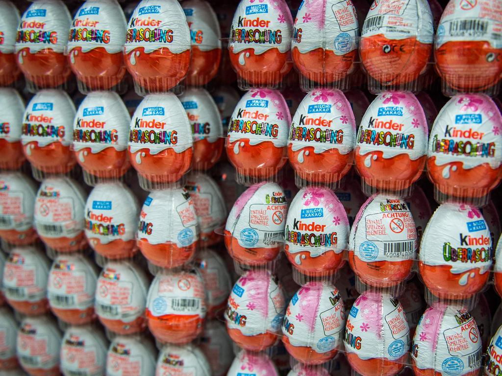 Chocolate Kinder Eggs on display in a supermarket in Germany. Picture: Ole Spata/DPA/AFP