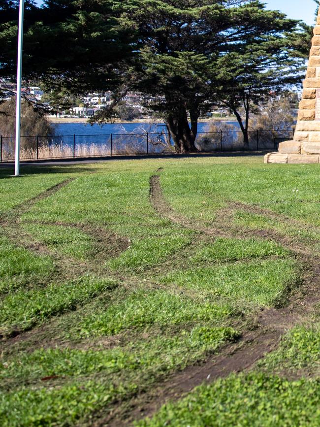 The turf was torn up at the park. Picture: Linda Higginson