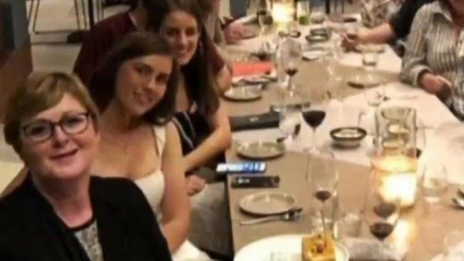 Brittany Higgins (second from left) at a dinner function with Linda Reynolds (left) in Perth on 15th May 2019. Picture: SkyNews