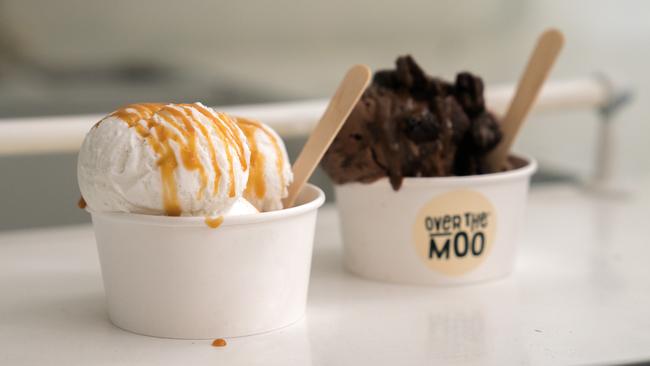 Two of the Over the Moo flavours — salted caramel and chocolate.