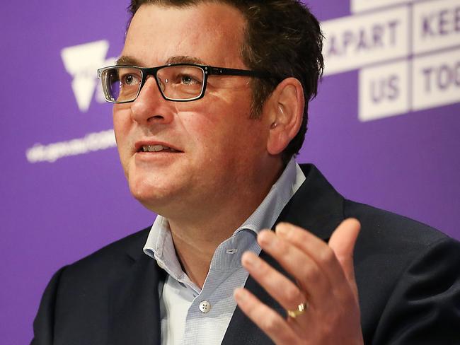 MELBOURNE, AUSTRALIA - NewsWire Photos AUGUST 24, 2020 : Victorian Premier Daniel Andrews announcing the latest coronavirus infection numbers across the state.Infections appear to be dropping but more deaths from COVID-19 are occurring in Aged Care. Picture : NCA NewsWire / Ian Currie