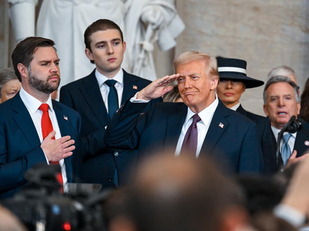 President Donald Trump’s tall son Barron Trump has sent the internet into a meltdown. Picture: Kenny Holston-Pool/Getty Images