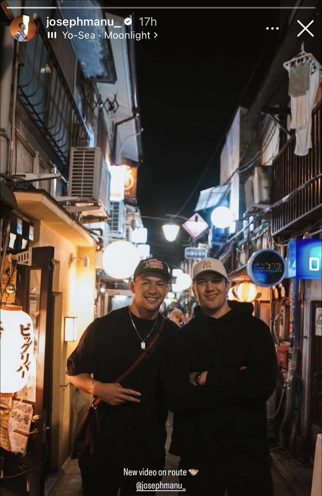 Former Rooster Joey Manu is exploring Tokyo before the Japanese rugby season kicks off in December.