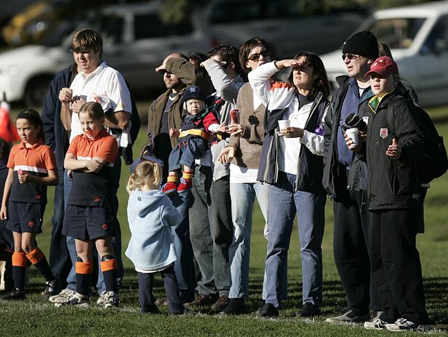 First published 24th May 2004 Sport Soccer Junior Under 9 Fahan School versus Albuera Street parents and friends cheer on their teams