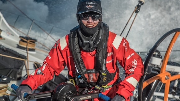 Stacey Jackson is the Volvo round the world leg from Auckland to Itajai aboard Vestas 11th Hour back in 2018. Picture: Supplied.