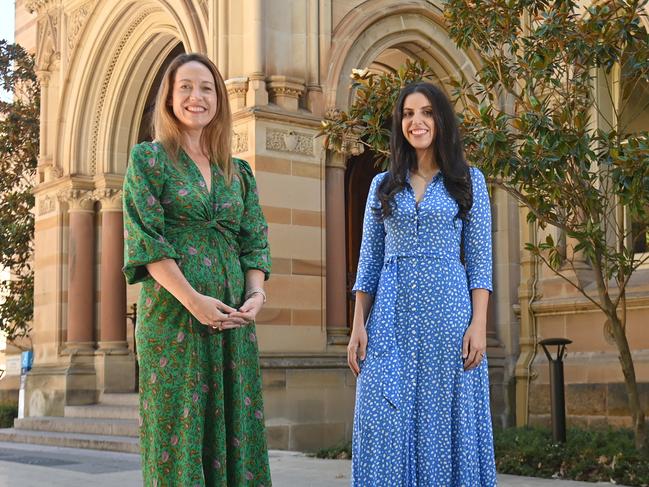 The University of Adelaide's Dr Jessica Gallagher and Sonia McKenzie receive 17 per cent super from their employer. Picture: Keryn Stevens