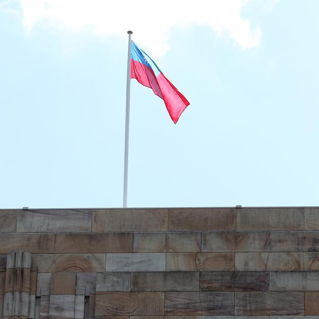 The Taiwanese flag flying over the Forgan Smith Building at University of Queensland. Picture: Liam Kidston