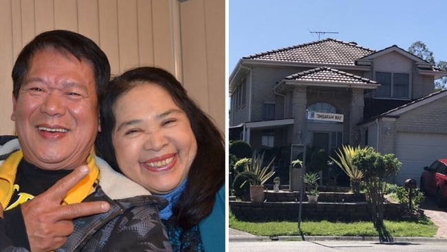 Engracio and Erlinda Songcuan (left) and their Woodcroft home where Mrs Songcuan’s body was allegedly found on Saturday. Picture: Facebook