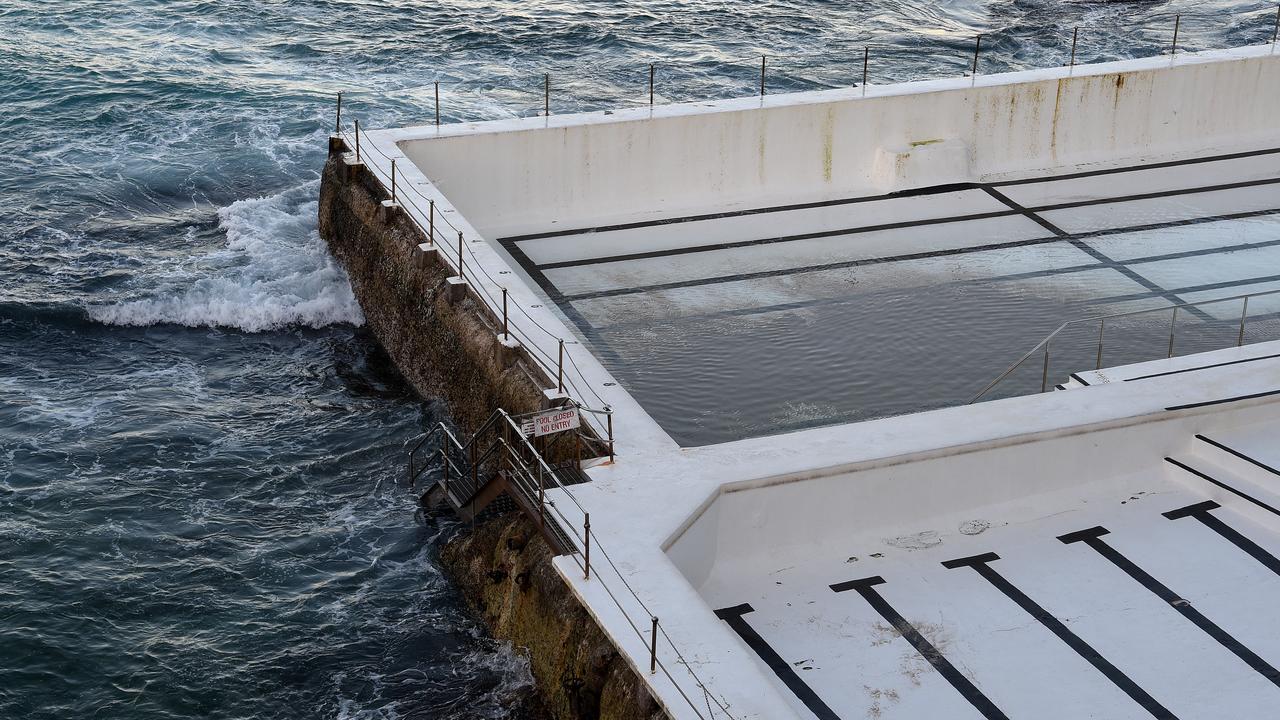 Empty and drained pools are seen at the Bondi Icebergs in Sydney. Picture: Bianca De Marchi/AAP