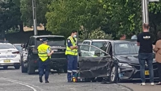 Mr Albanese’s car following the smash that caused him to reassess his life.