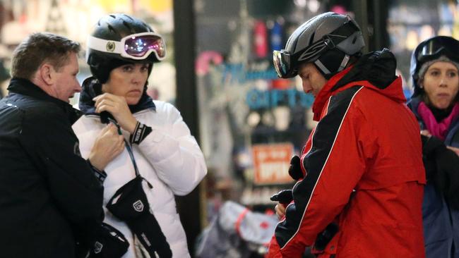 In July, as polls improved Tony Abbott went skiing at Perisher with Peta Credlin and his daughter Frances.