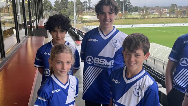 The Ballarat players Joaquin Flores (back left), Will Adams, Elizabeth Boyd (front left) and Robbie Charles. Picture: Shane Jones.