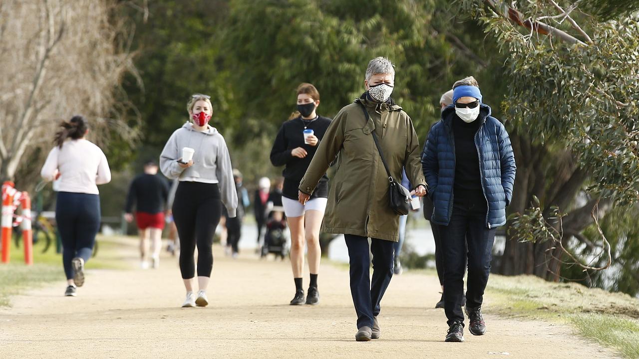 At the moment Melbourne residents are still allowed out of their homes for one hour a day to exercise. Picture: Daniel Pockett/NCA NewsWire