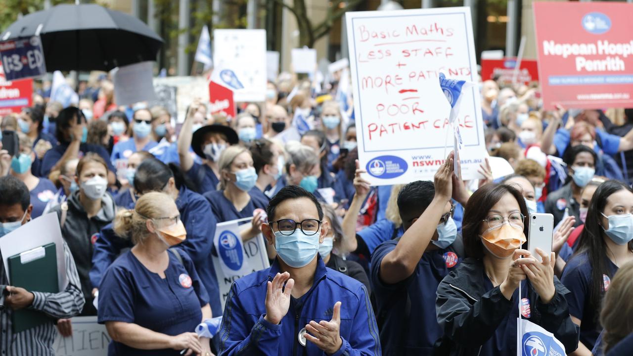 Hundreds of nurses and midwives walked off the job earlier this year. Picture: NCA NewsWire / David Swift