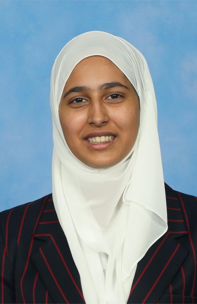 Brisbane State High School 2024 high achieving student Haniyah Nayyer. Picture: supplied