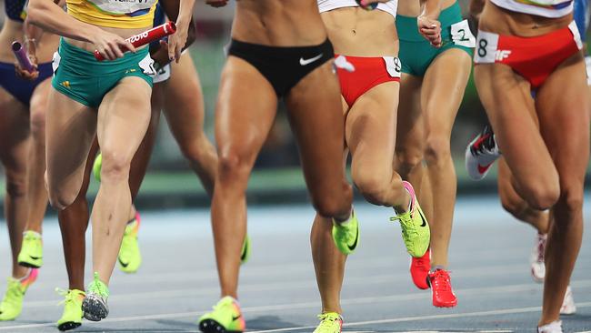 Australia's Caitlin Sargent in the Women's 4 x 400m Relay Final during the Athletics on Day 15 of the Rio 2016 Olympic Games. Picture. Phil Hillyard
