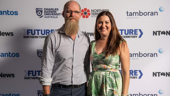 Damien Charles and Lauren Hall at the NT News Futures Northern Territory forum 2024. Picture: Pema Tamang Pakhrin