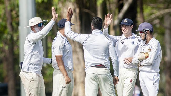 Broadbeach Celebration on an out Kookaburra Cup cricket - Palm Beach Currumbin vs. Broadbeach Robina at Salk Oval. Picture Troy Jegers