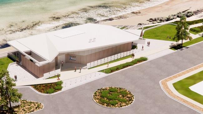 An artist’s impression of the new West Beach Surf Lifesaving Club. Picture: Walter Brooke