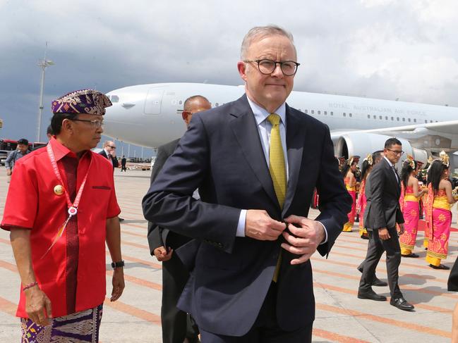 Anthony Albanese arrives in Bali for the G20 summit this week. Photo: AFP