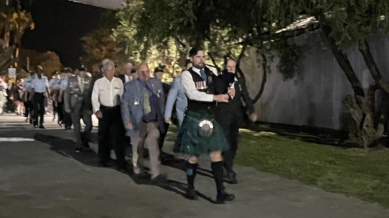 Hundreds gathered at Farleigh Mill just after 5am to join the Farleigh-Northern Beaches RSL sub branch service. Photo: Fergus Gregg