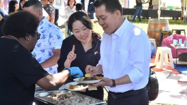 The mayor of Townsville’s sister city Suwon, Lee Jae-jun, is visiting from South Korea. Picture: Natasha Emeck
