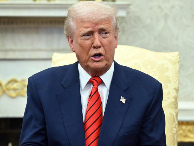 US President Donald Trump speaks to the press as he meets with NATO Secretary General Mark Rutte in the Oval Office of the White House in Washington, DC, on March 13, 2025. (Photo by Mandel NGAN / AFP)