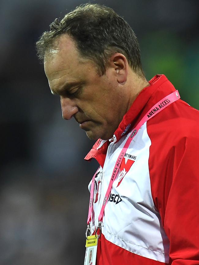 Swans coach John Longmire has been linked to the North Melbourne job. Picture: AAP Image/Julian Smith