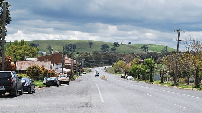 Toohey told police the child had hit her heard after falling from a trampoline as he hung clothes on the line at a house in Mandurama NSW (above).