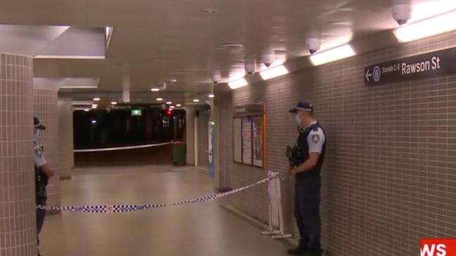 The area where the man was attacked at Auburn train station on Monday night. Picture: Channel 7