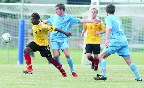 The Fire’s Judd Molea takes control against Southern Cross United last month. Picture: Nicola Brander