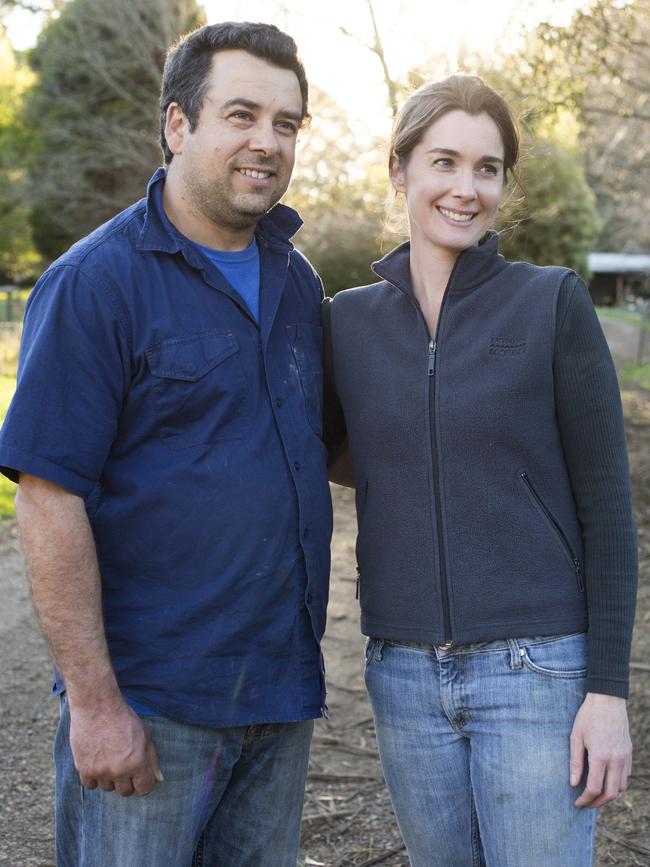 Award winners: Pecora Dairy’s Michael and Cressida McNamara, on their 93ha property at Robertson, and (below) some of the property’s award-winning cheeses. Pictures: Honey Atkinson