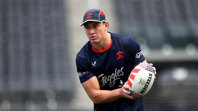 Roosters coach Trent Robinson says there are no guarantees we’ll see Joseph Manu back in rugby league. Picture: Ezra Shaw/Getty Images/AFP