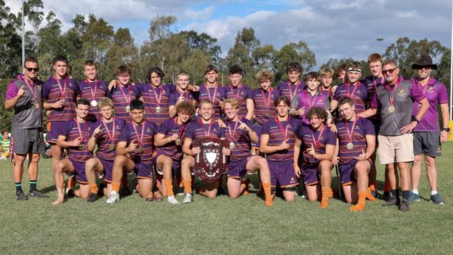 Sunshine Coast Regional Schoolboys celebrate winning the Queensland Rugby Union State Championships. Picture: Kev Nagle Photography.