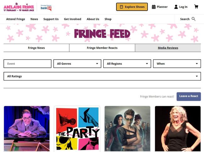 Adelaide Fringe’s own review site Fringe Feed.