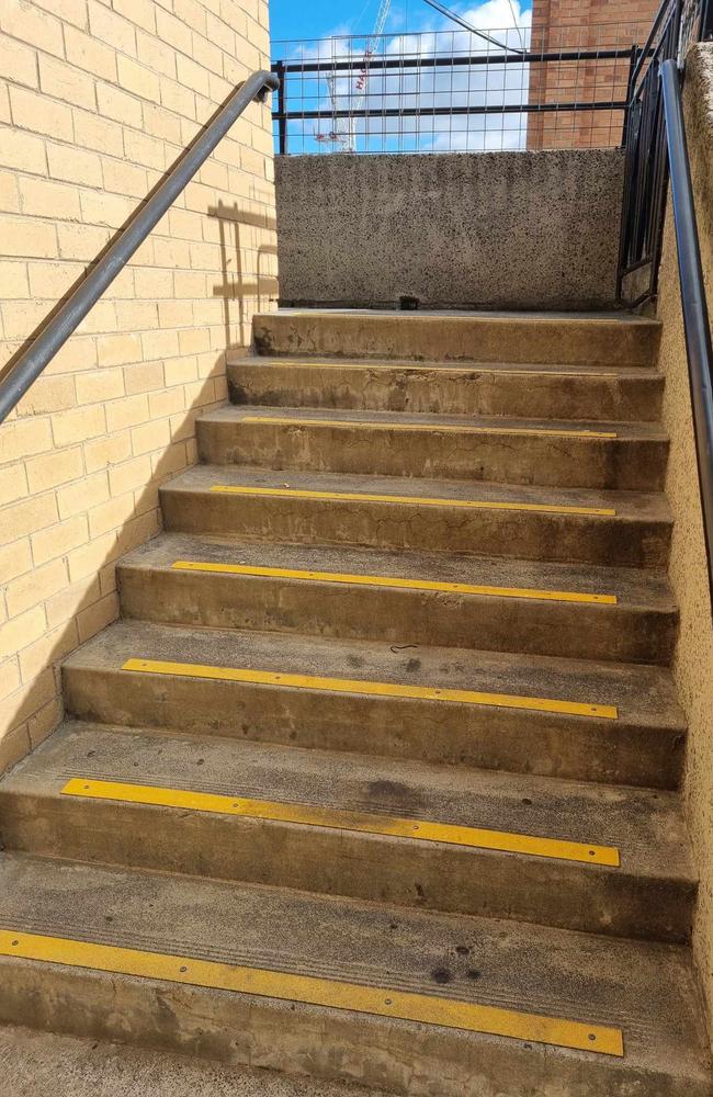 The steps at St Vasilios Church that lead to the church hall. Picture: supplied.