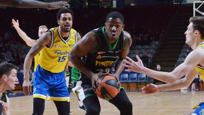 Mount Gambier's DayJar Dickson in action during the 2019 Premier League grand final. The Pioneers have left the competition for the NBL1. Picture: AAP/Brenton Edwards