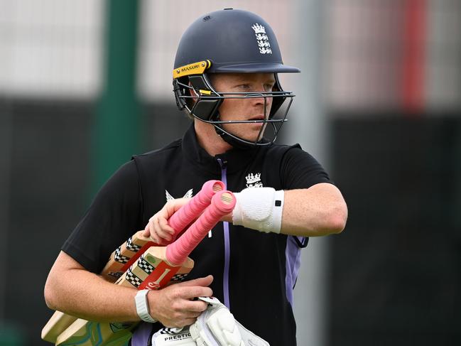 England captain Ollie Pope during a nets session at Old Trafford this week. Picture: Getty Images