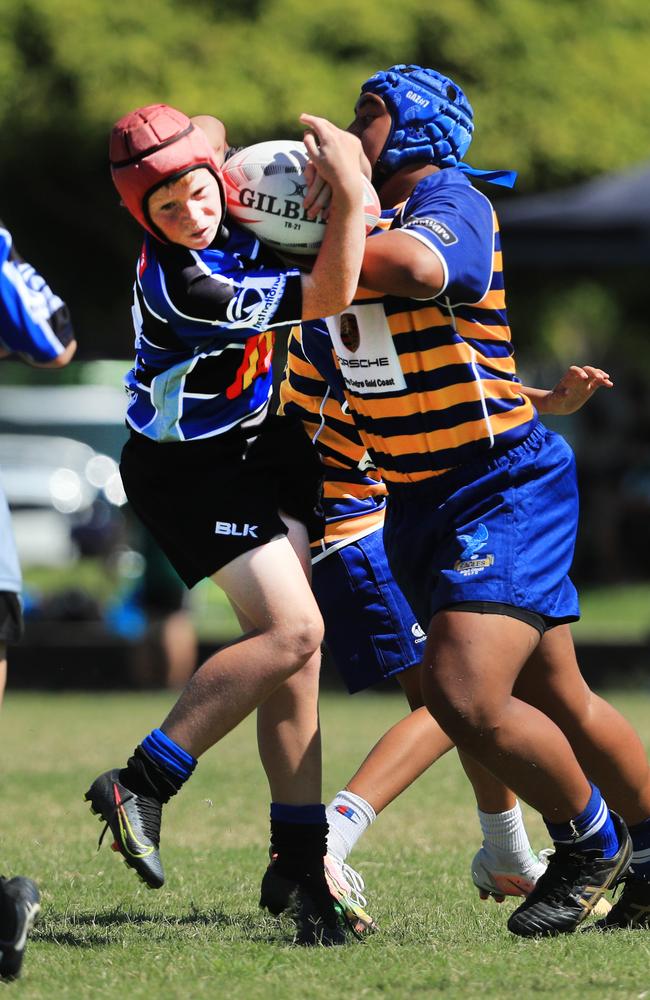 SURFERS PARADISE RUGBY, GOLD COAST , AUSTRALIA - April 10, 2021: Far North Coast U13s v USQ Saints U13s - Day Two of King of the Country rugby tournament.Played at Surfers Paradise Eagles Rugby Ground at Southport. Picture: Scott Powick Newscorp