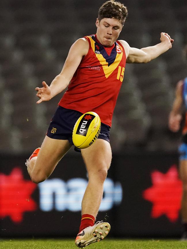 Harry Schoenberg kicks for goal for SA during the AFL under-18 championships. Picture: MICHAEL DODGE (AFL Photos via Getty Images).