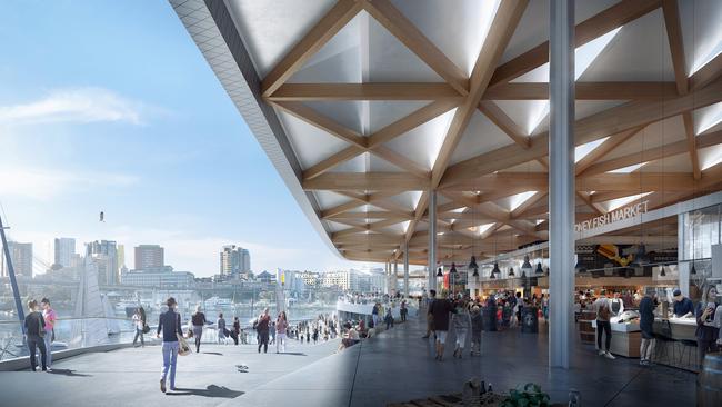 An artist impression of the new Sydney Fish Market redevelopment designed by 3XN, BVN and Aspect Studios.