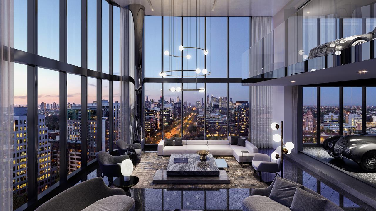 The lavish features throughout the apartments go to another level in the penthouse.